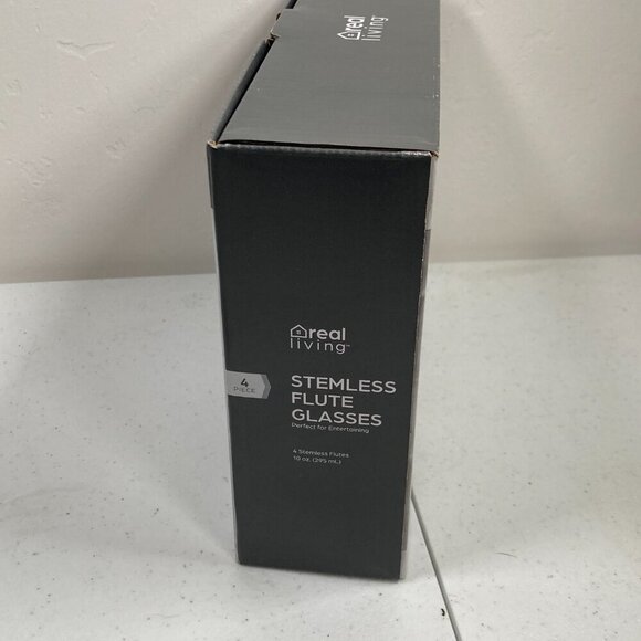 Real Living - Stemless Flute Glasses - Clear - Set of 4 - NWT - Picture 4 of 12